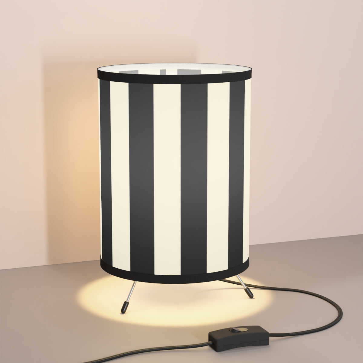 Stripey Tripod Lamp with High-Res Printed Shade, US\CA plug