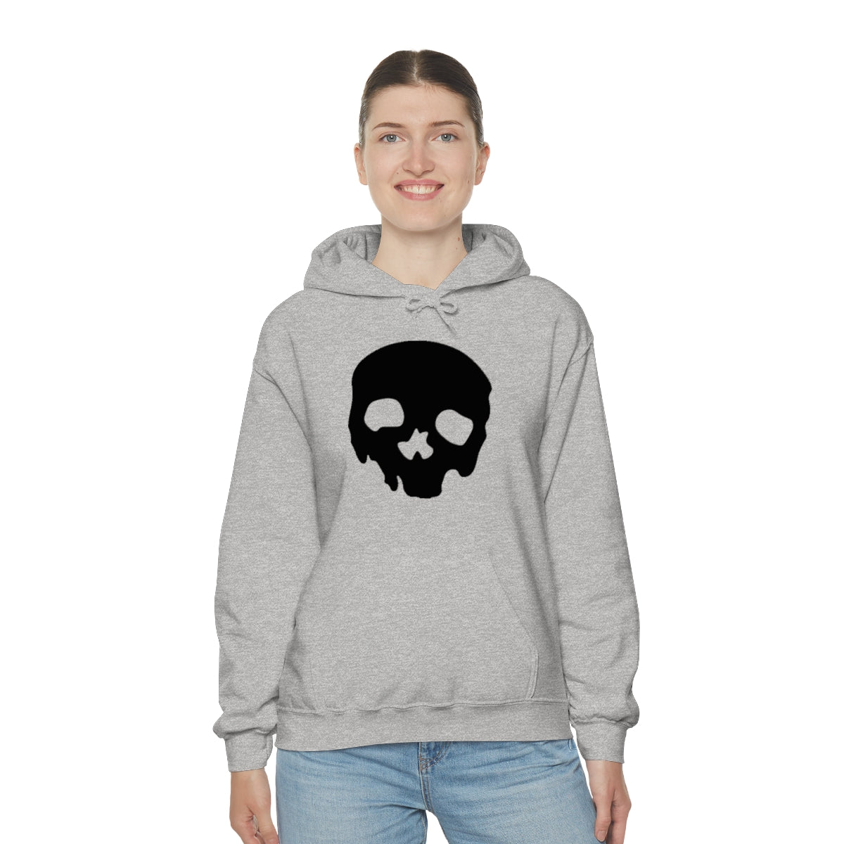 LUXE GOTH BASICS Black Skull Hoodie (Unisex)