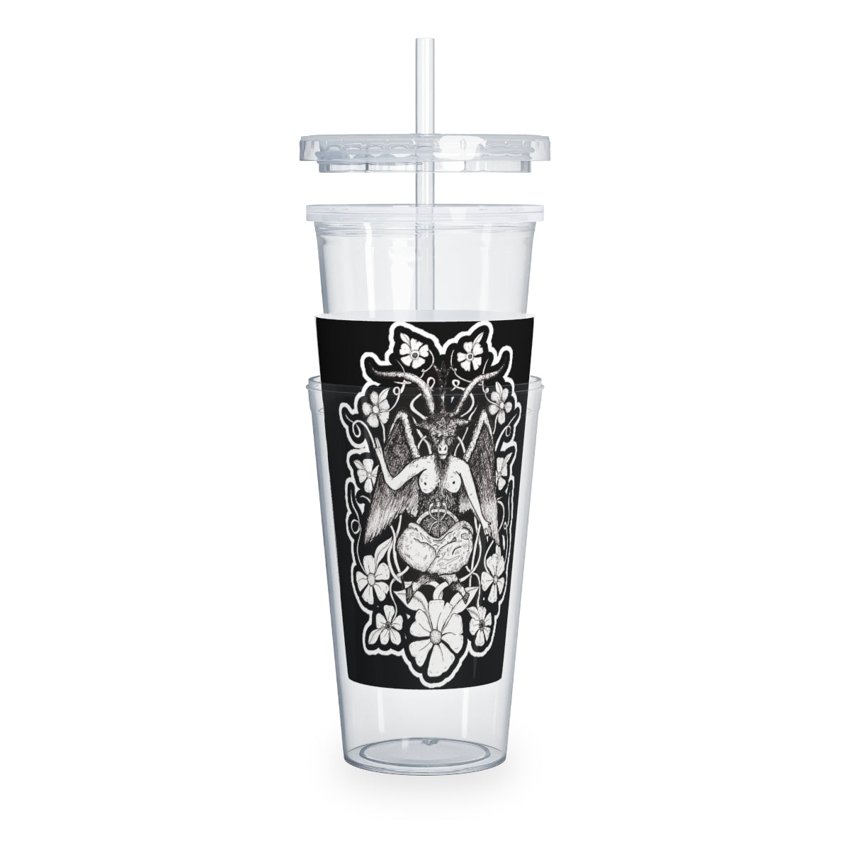 Baphomet Plastic Tumbler with Straw