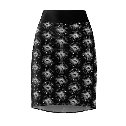 Women's Pencil Skirt- ENLIGHTENMENT PRINT