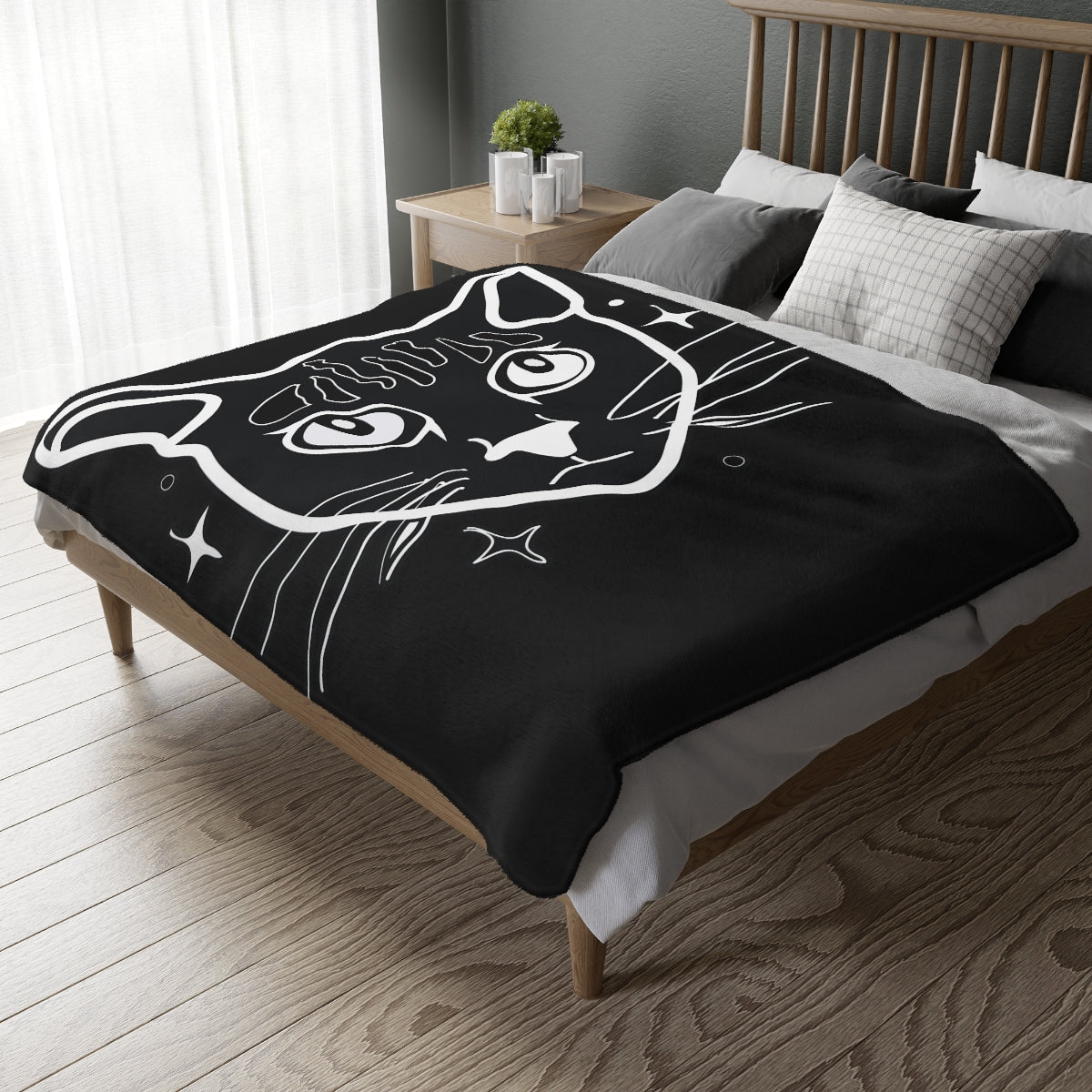 Velveteen "Good Kitty" Blanket (Two-sided print)