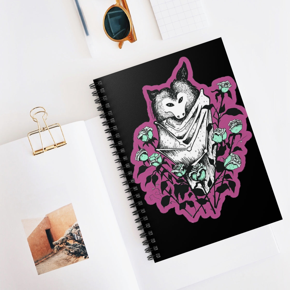 Illustrated Batty Spiral Notebook - Ruled Line