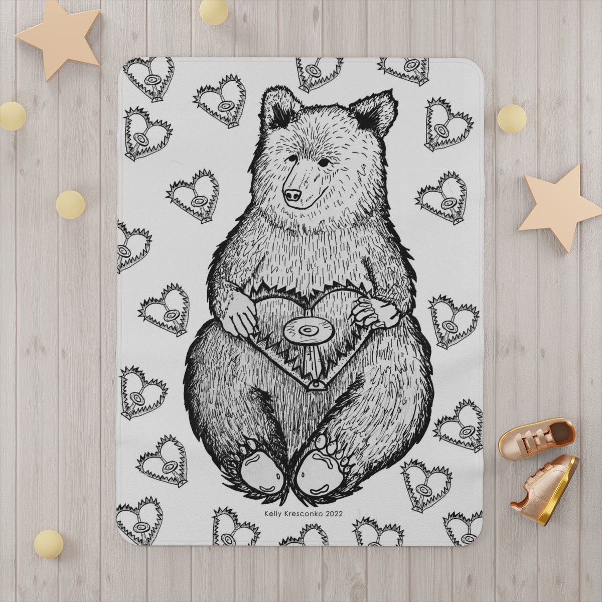 Toddler Blanket Kelly Kresconko Bear Love with a Twist