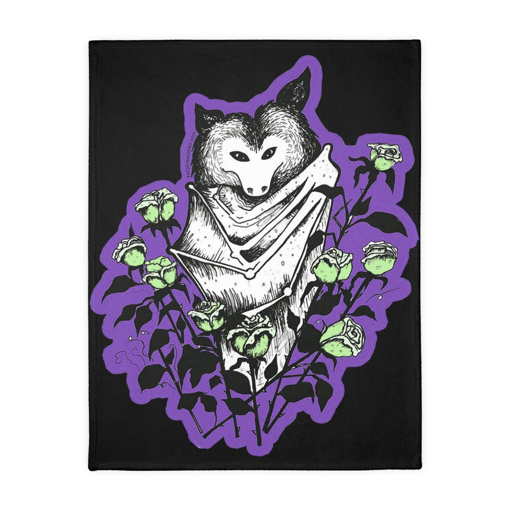 Blue Batty Velveteen Minky Blanket (Two-sided print)