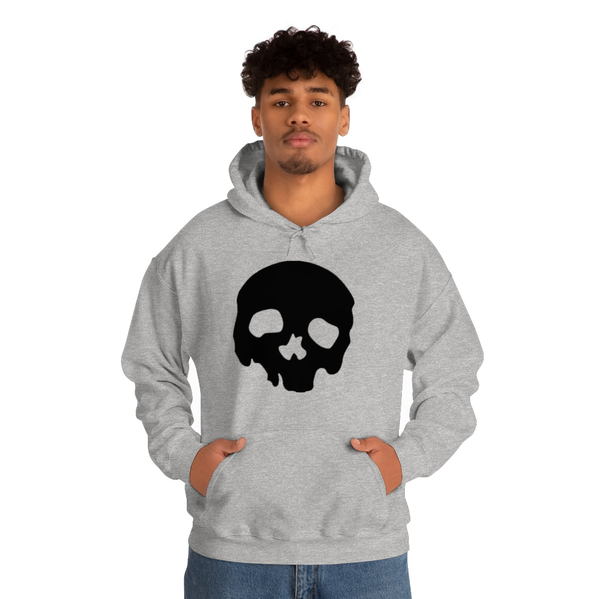 LUXE GOTH BASICS Black Skull Hoodie (Unisex)