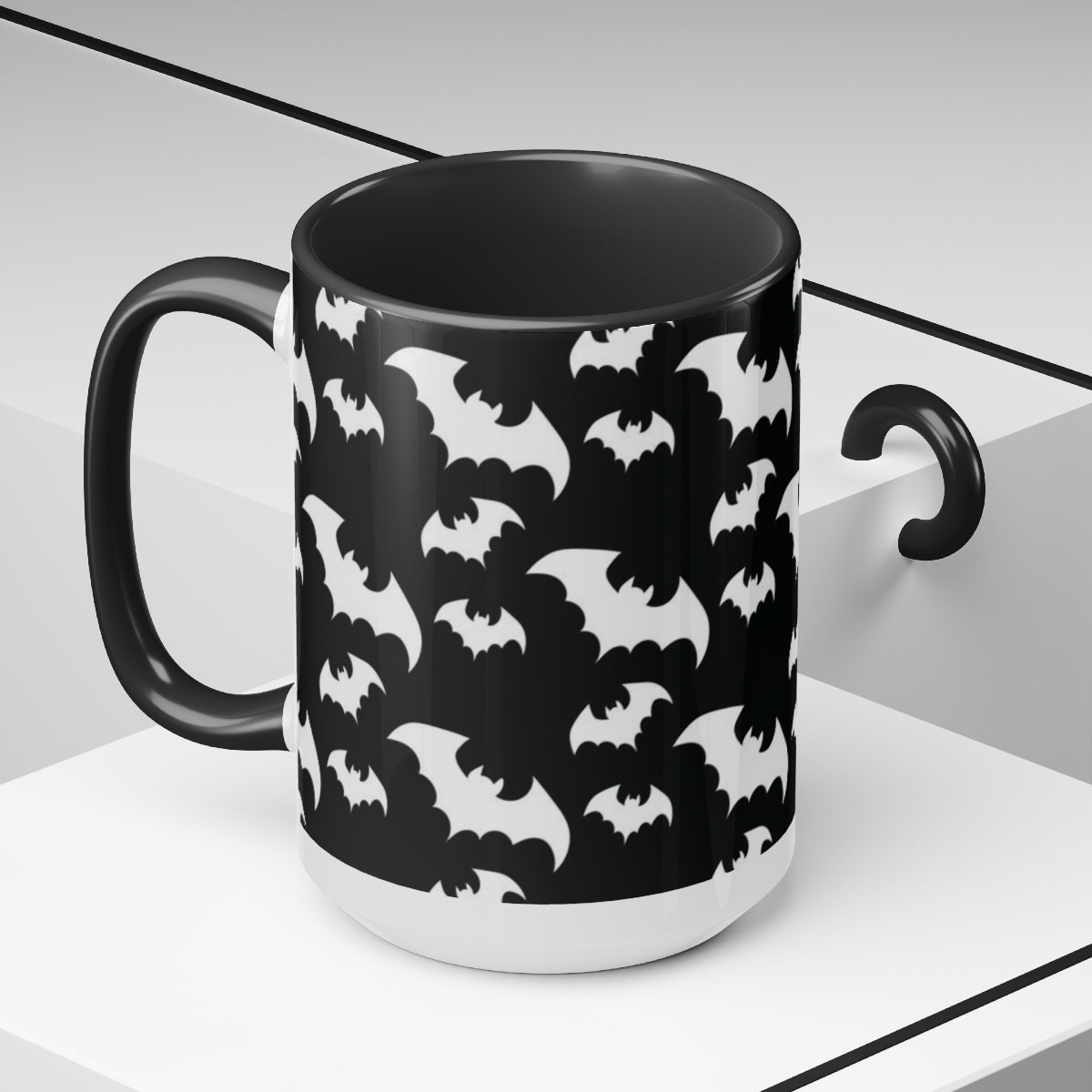 Batty Two-Tone Coffee Mugs, 15oz