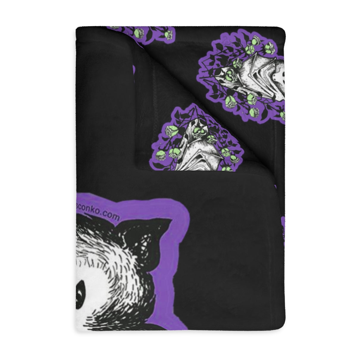 Blue Batty Velveteen Minky Blanket (Two-sided print)