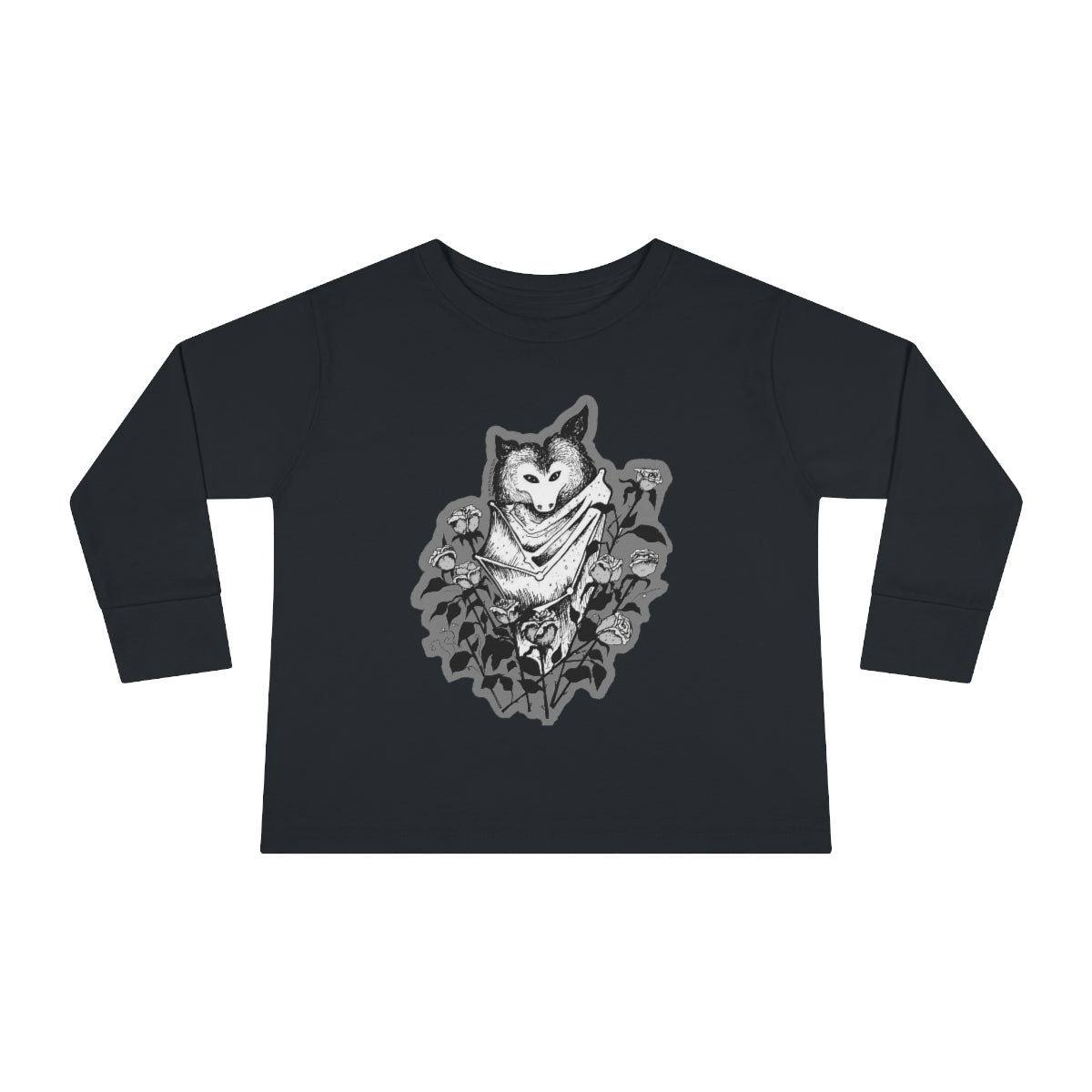 Batty Toddler Long Sleeve Tee (Grayscale)