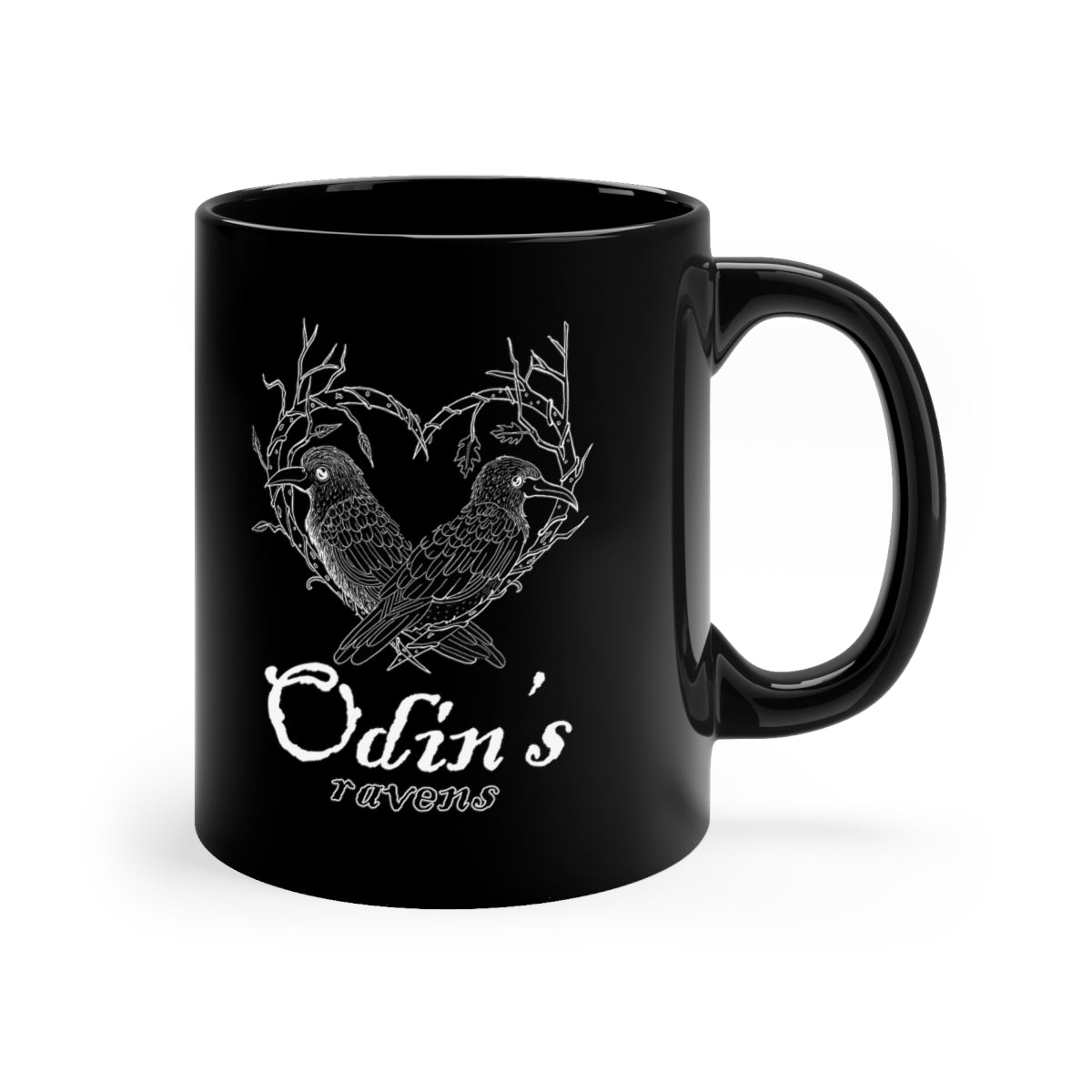Odin's Ravens with Text11oz Black Mug