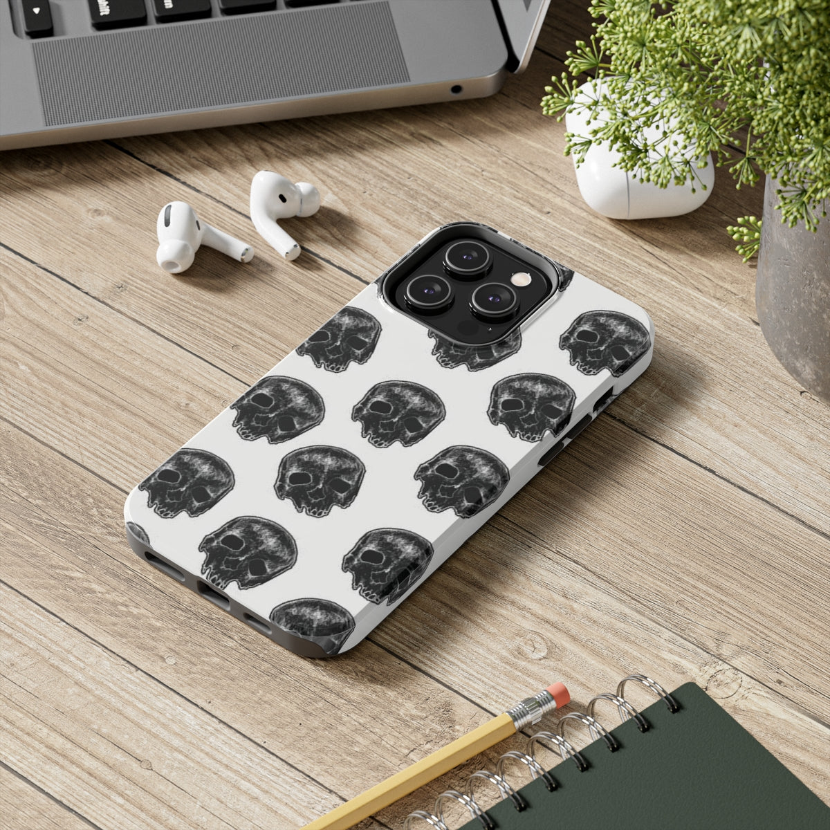 Skull Illustration by Kelly Kresconko Phone Case