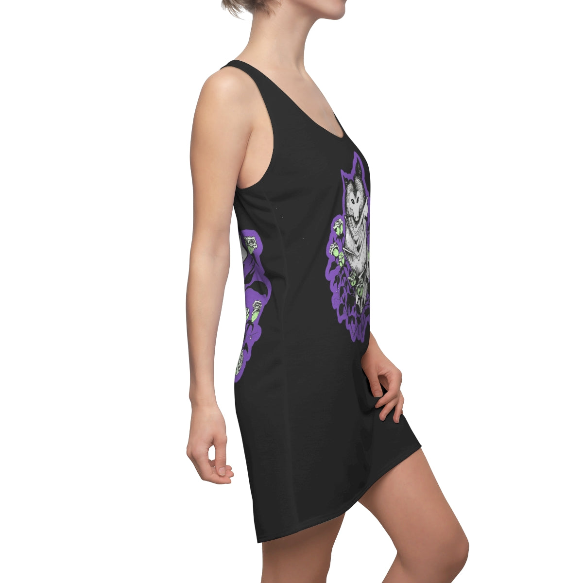 "Blue Batty" Illustration by Kelly Kresconko Racerback Dress