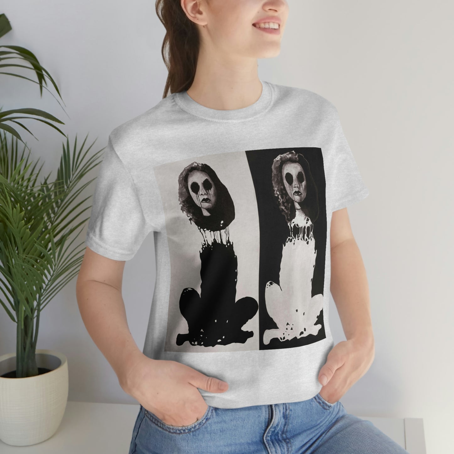 "Melancholy Felines" Painting by Kelly Kresconko Unisex Jersey Short Sleeve Tee