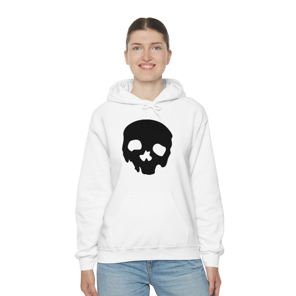 LUXE GOTH BASICS Black Skull Hoodie (Unisex)