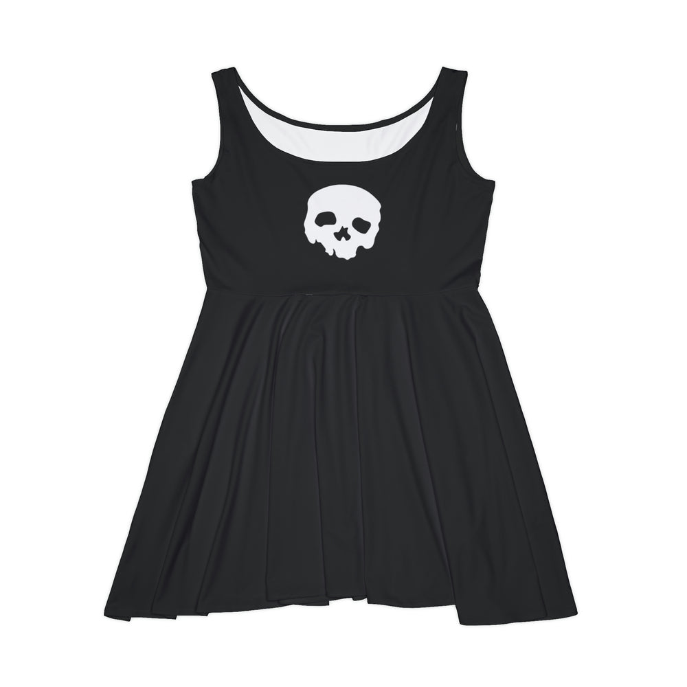 Super Soft Skater Dress- White Skull on Black