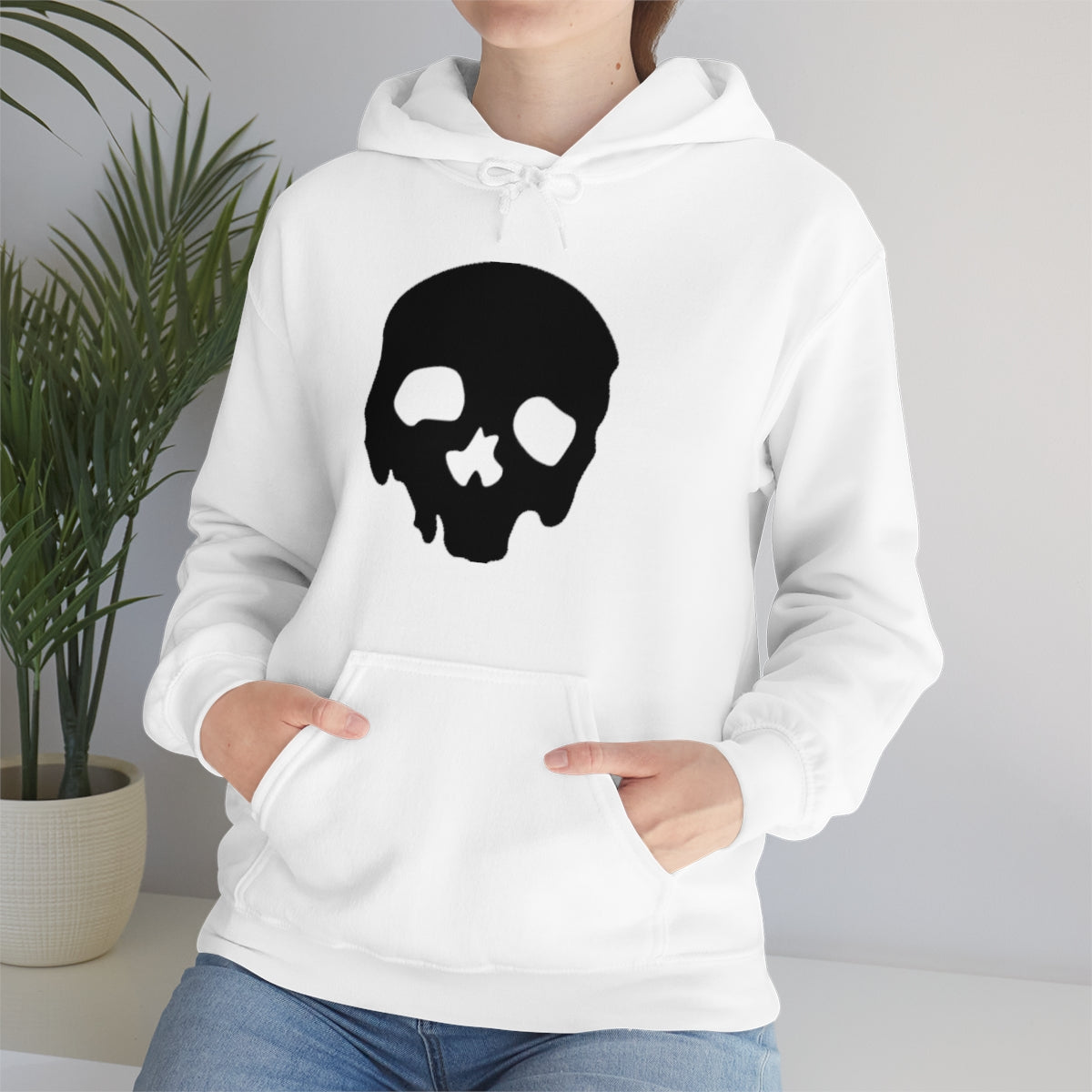 LUXE GOTH BASICS Black Skull Hoodie (Unisex)