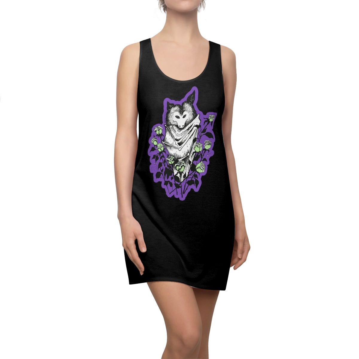 "Blue Batty" Illustration by Kelly Kresconko Racerback Dress