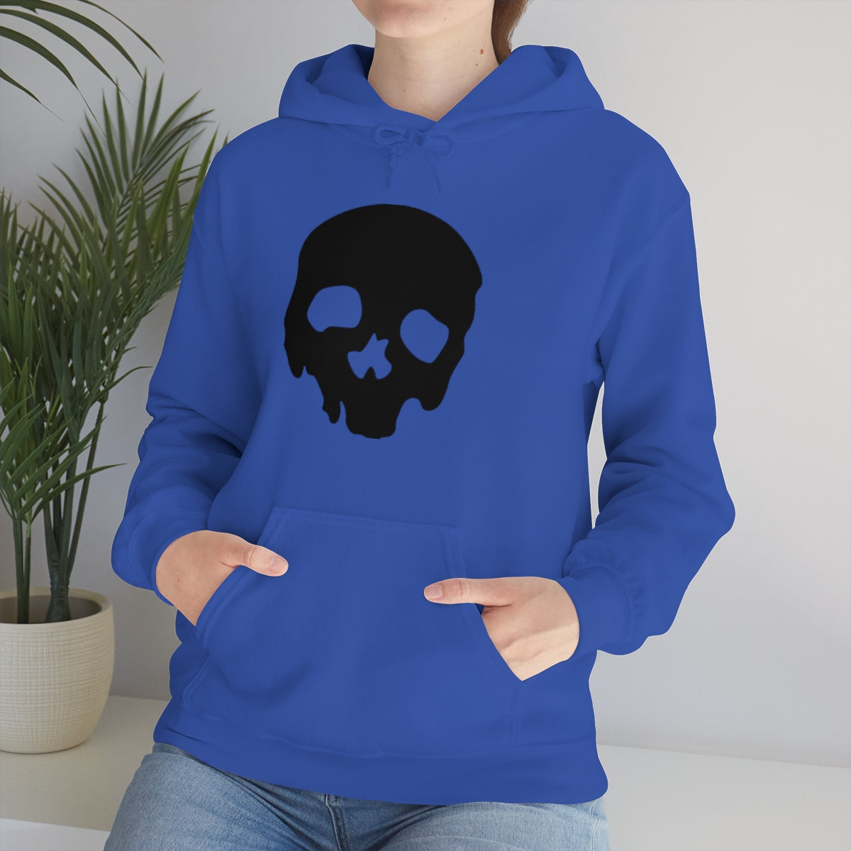 LUXE GOTH BASICS Black Skull Hoodie (Unisex)
