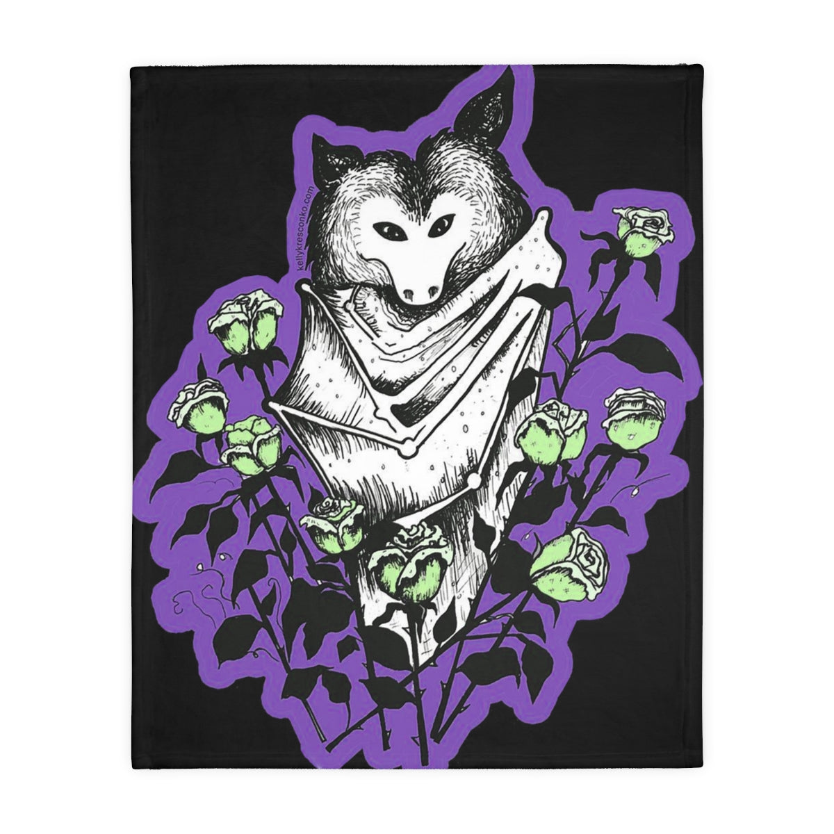 Blue Batty Velveteen Minky Blanket (Two-sided print)