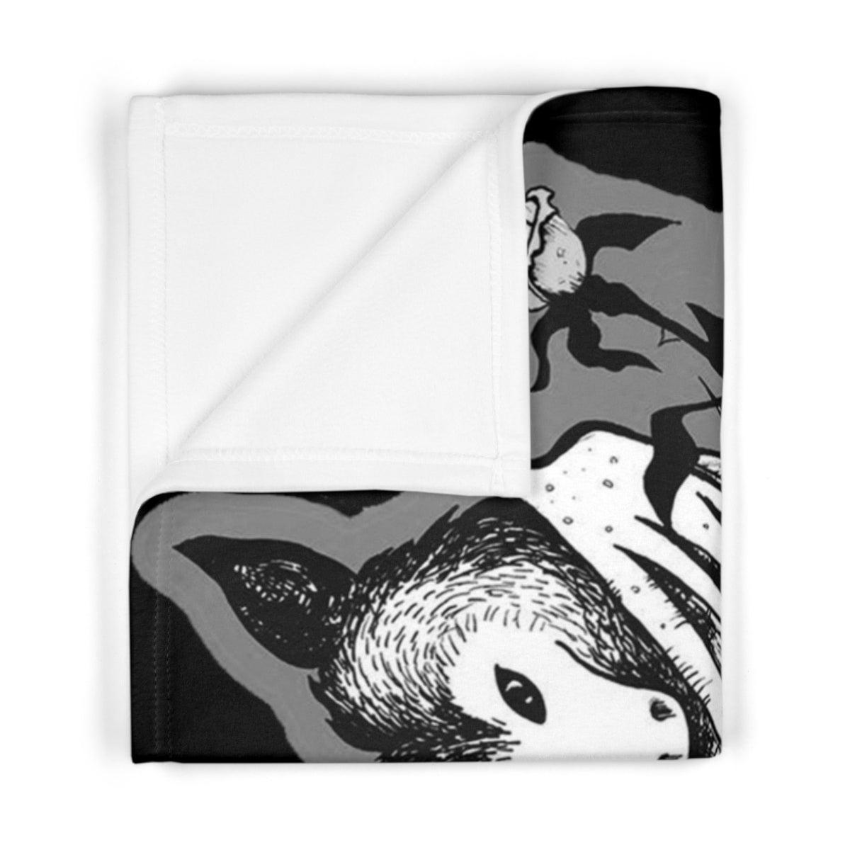 Soft Fleece Baby Blanket in Grayscale Batty