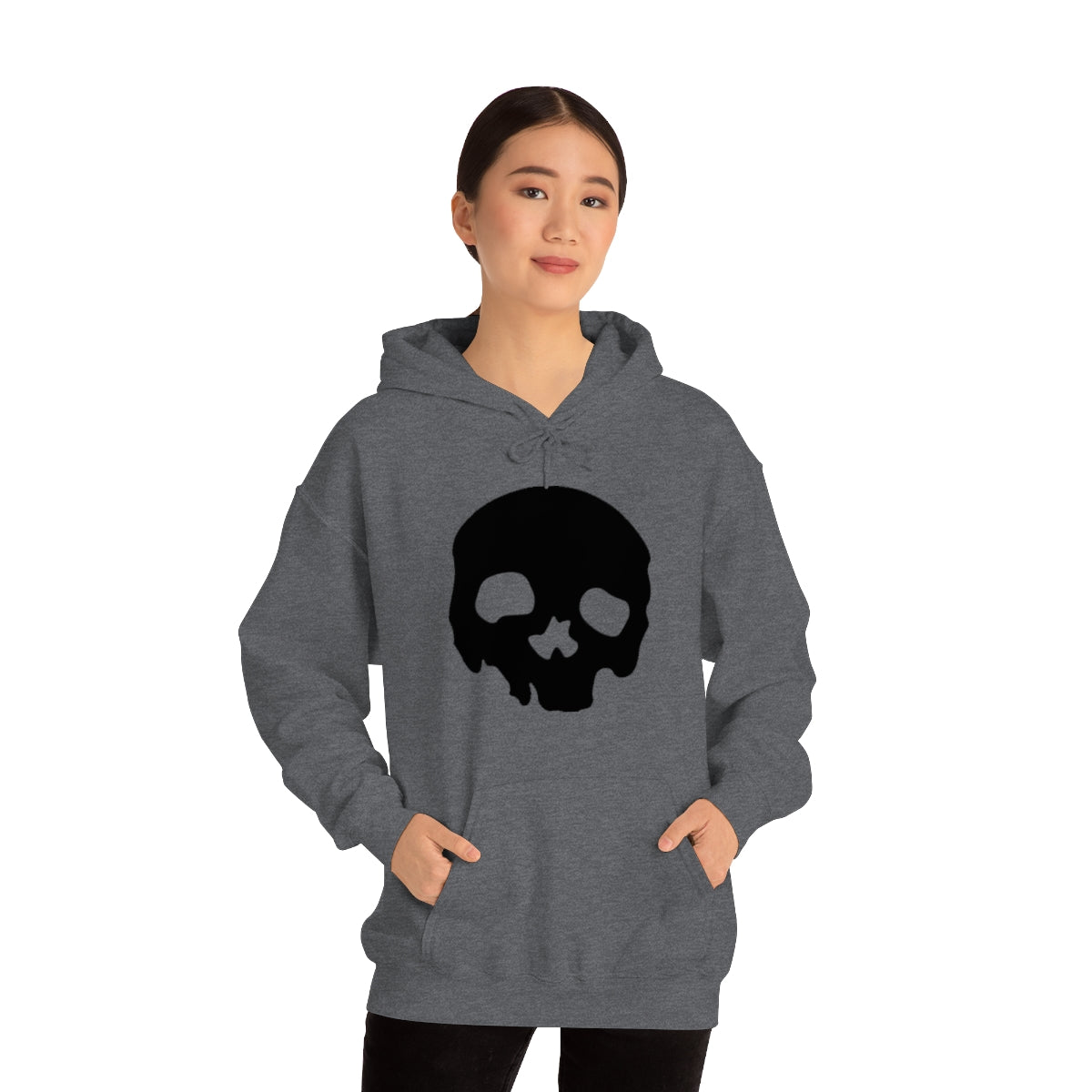 LUXE GOTH BASICS Black Skull Hoodie (Unisex)