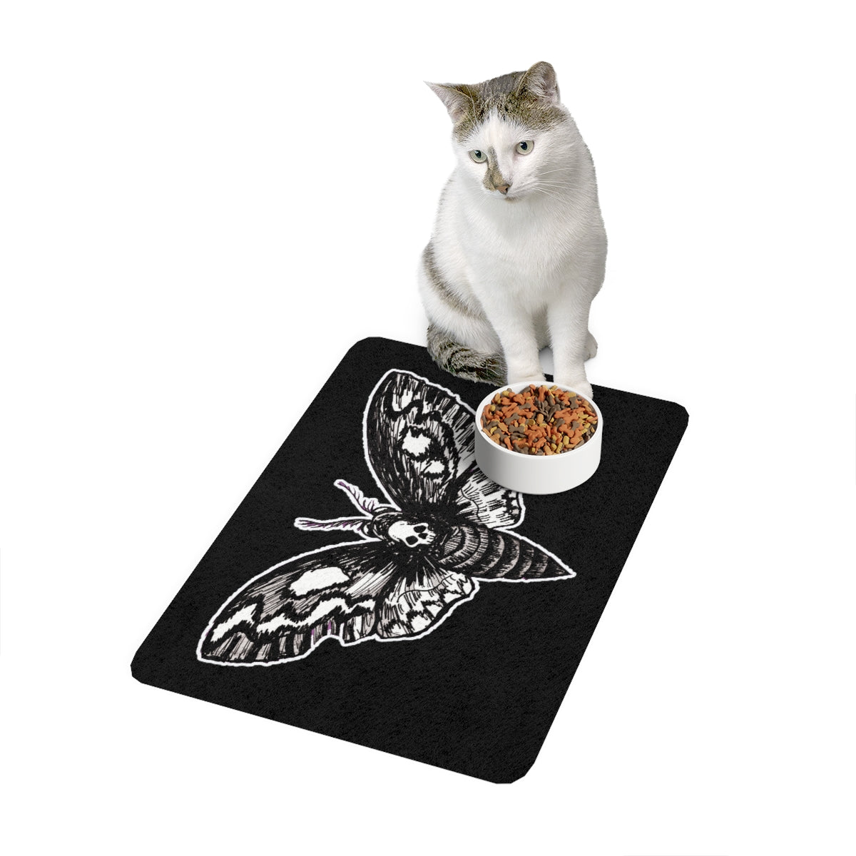DEATHMOTH Pet Food Mat (12x18)