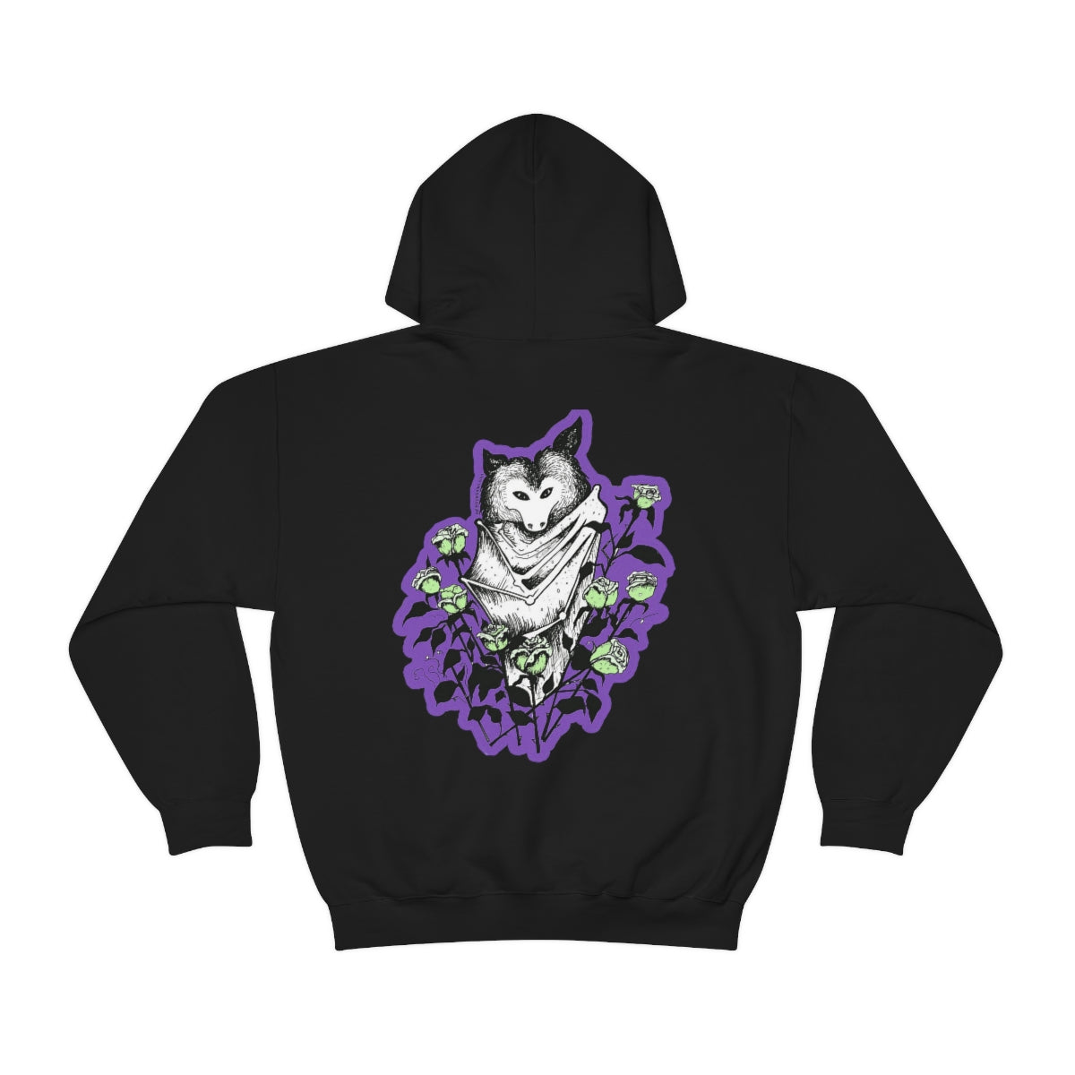 "Blue Batty" Illustration by Kelly Kresconko Heavy Blend™ Hooded Sweatshirt