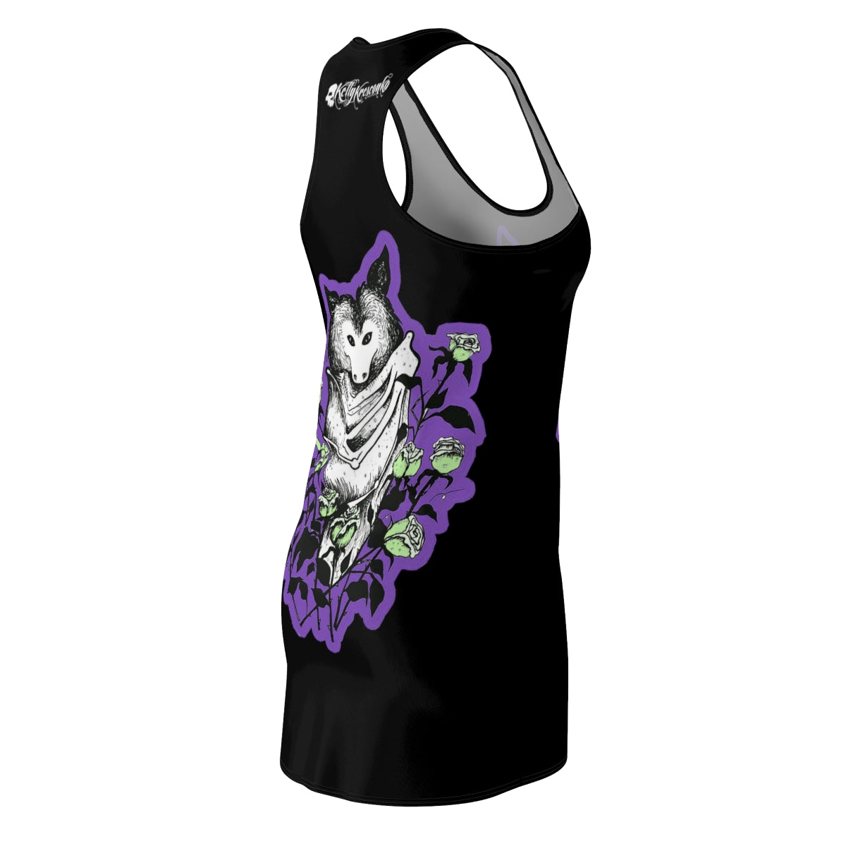 "Blue Batty" Illustration by Kelly Kresconko Racerback Dress