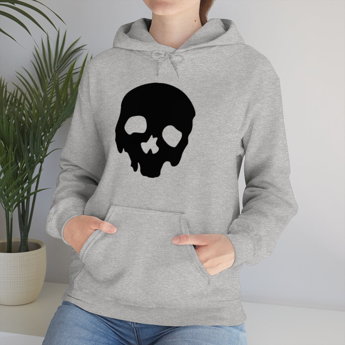 LUXE GOTH BASICS Black Skull Hoodie (Unisex)
