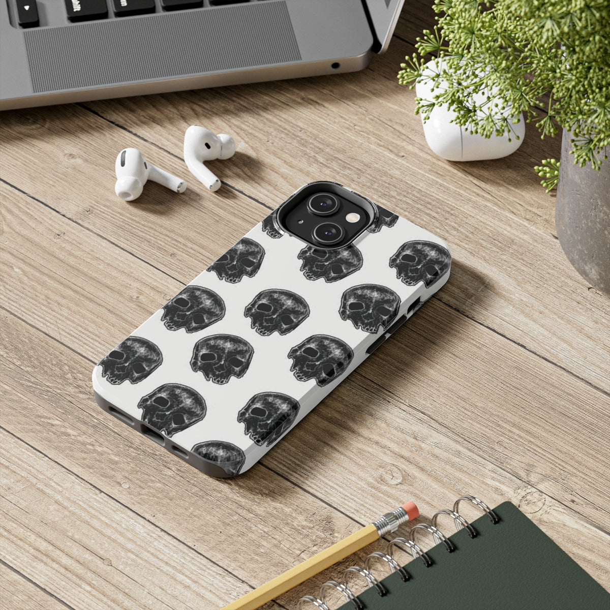 Skull Illustration by Kelly Kresconko Phone Case