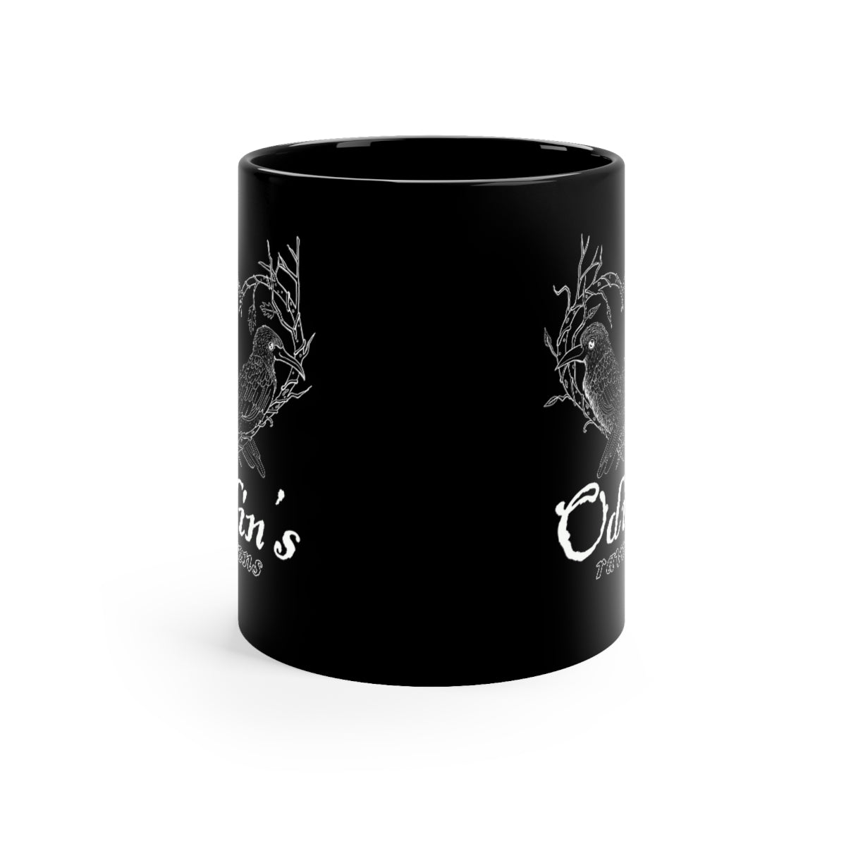 Odin's Ravens with Text11oz Black Mug