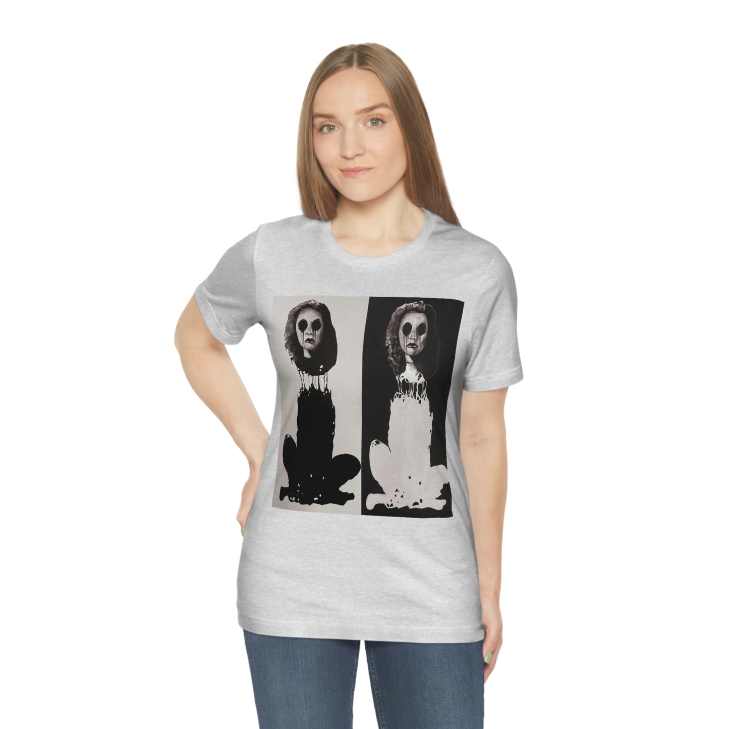 "Melancholy Felines" Painting by Kelly Kresconko Unisex Jersey Short Sleeve Tee