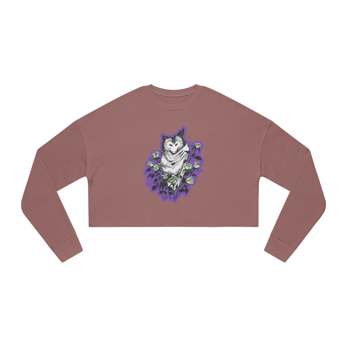 "Blue Batty " Illustration by Kelly Kresconko Cropped Sweatshirt