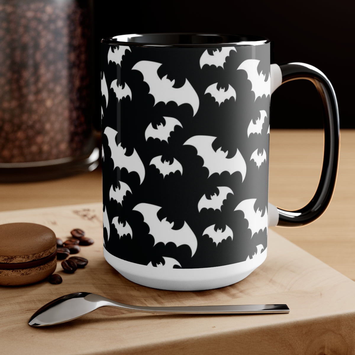 Batty Two-Tone Coffee Mugs, 15oz