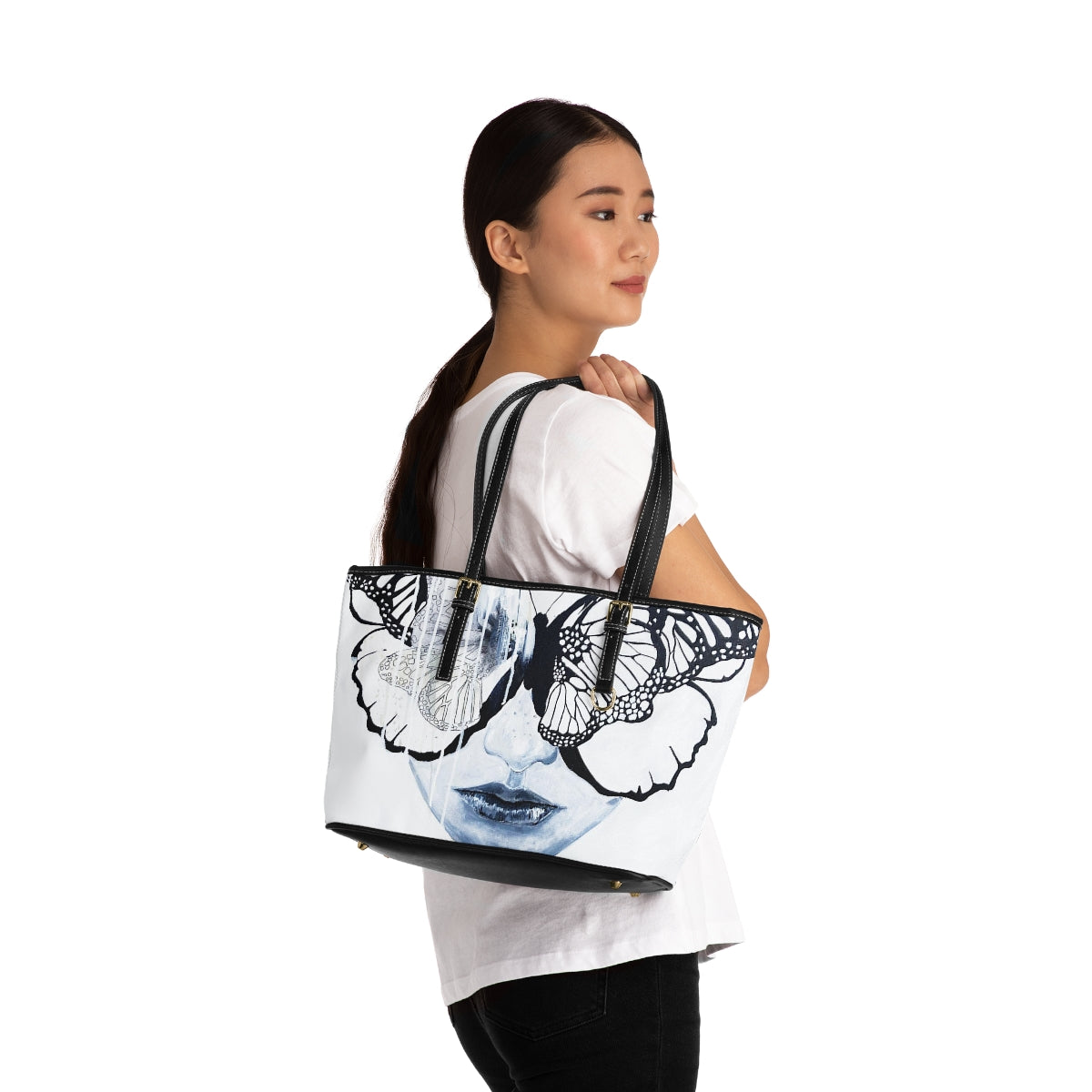 "Butterfly Eyes" Painting by Kelly Kresconko PU Leather Shoulder Bag