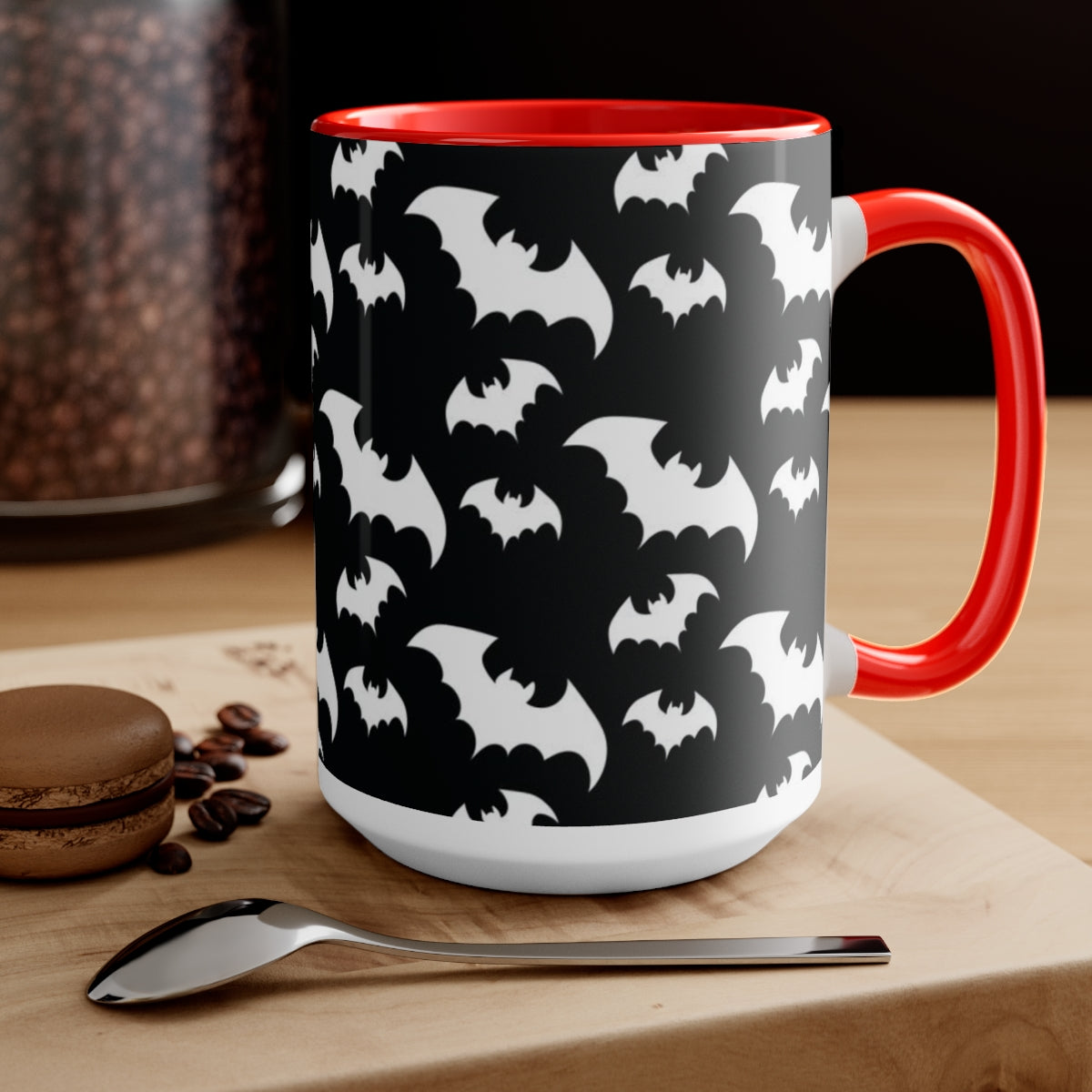 Batty Two-Tone Coffee Mugs, 15oz