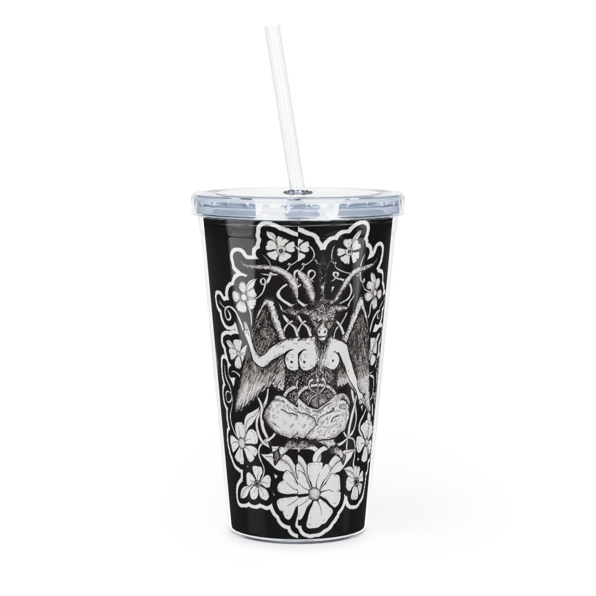 Baphomet Plastic Tumbler with Straw