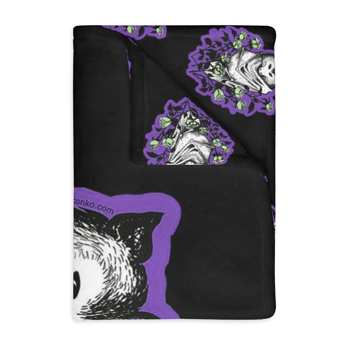 Blue Batty Velveteen Minky Blanket (Two-sided print)